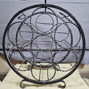 Wrought Iron Wine‎ Rack Bottle Holder Tabletop Countertop Rustic Decor
